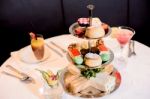 Close Up Of Served Desert In Restaurant Stock Photo