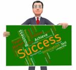 Success Words Represents Text Victor And Progress Stock Photo