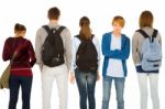 Teenage Students With Backpack Stock Photo