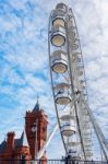 Cardiff/uk - August 27 : Ferris Wheel And Pierhead Building In C Stock Photo