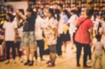 Blurred Crowd Of People In The Hall Stock Photo