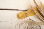 Organic Raw Italian Pasta And Durum Wheat Stock Photo