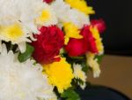 Bunch Of Vivid Flowers, Selective Focus Red Roses.  Stock Photo