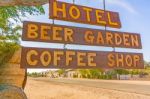 Hotel Sign In Helmeringhousen, Namibia Stock Photo