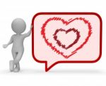 Heart Speech Bubble Represents Valentine Day 3d Rendering Stock Photo