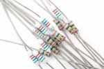 Bundle Of Resistors Against A White Background Closeup Stock Photo