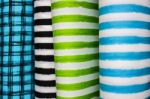 Rolls Of Colorful Fabric Stock Photo