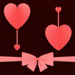 Two Hearts With Bow Mean Lovely Surprise Or Romantic Gift Stock Photo