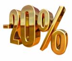 3d Gold 20 Twenty Percent Discount Sign Stock Photo