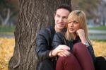 Young Couple In Park Stock Photo