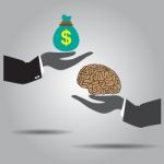 Hand Exchanging Brain And Money   Icon Stock Photo