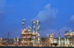 Chemical Factory At Evening Stock Photo