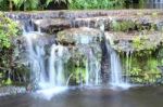 Horizontal Water Fall In Public Park Stock Photo