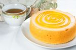 Cake Dessert With Tea Stock Photo