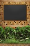 Blackboard With Wooden Frame Stock Photo