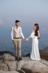 Pre Wedding Outdoor Romantic Stock Photo