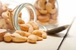 Cashew Nuts On A Glass Jar Stock Photo