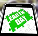 Earth Day Smartphone Shows Conservation And Environmental Protec Stock Photo