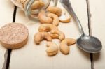 Cashew Nuts On A Glass Jar Stock Photo