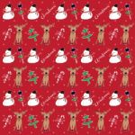 Merry Christmas Pattern With Snowman On Red Stock Photo