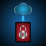 Technology Digital Cyber Security Tablet Lock Cloud Background Stock Photo