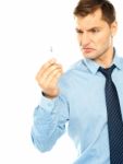 Corporate Male Holding Cigarette Stock Photo