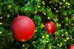 Decorated Christmas Tree With Electric Light And Christmas Balls Stock Photo