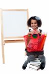 Back To School. Charming Smiling Student Stock Photo