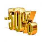 3d Gold 50 Fifty Percent Sign Stock Photo