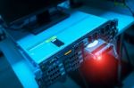 Storage Servers In Data Room Domestic Room Stock Photo