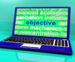 Objective Laptop Shows Objectives Hope And Future Aims Stock Photo