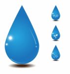 Blue Shiny Water Drop.  Illustration Stock Photo