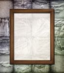 Vintage Picture Frame On Collage Jeans Stock Photo