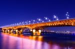 Seongsu Bridge At Night In Seoul,korea Stock Photo