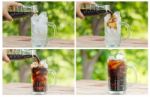 Ice Coffee Into A Glass Stock Photo