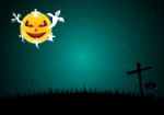 Halloween Moon Ghost Cross  Stock Photo