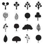 Tree Icon Set Black  Illustration Stock Photo