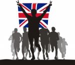 Winner Of The Athletics Competition With The United Kingdom Flag Stock Photo