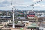 View Of The London Cable Car Over The River Thames Stock Photo