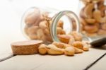 Cashew Nuts On A Glass Jar Stock Photo