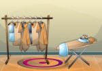 Cartoon  Illustration Interior Clothing Room With Separated Layers Stock Photo