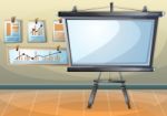 Cartoon  Illustration Interior Office Room With Separated Layers Stock Photo