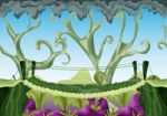 Cartoon  Landscape With Separated Layers For Game And Animation Stock Photo