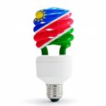 Flag Of  Namibia On Bulb Stock Photo