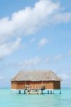 Honeymoon Villa In Maldives (clouscape Background) Stock Photo