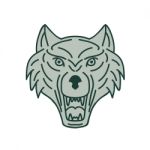 Gray Wolf Head Mono Line Stock Photo