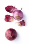 Shallots Still Life White Background Stock Photo