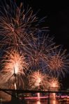 Fireworks In Brisbane City Stock Photo