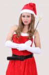 Woman Santa Claus Stock Photo