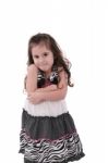 Brunette Little Girl Isolated On A Over White Background Stock Photo